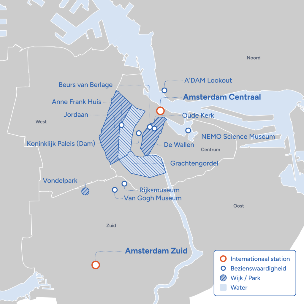 Map of Amsterdam and places of interest