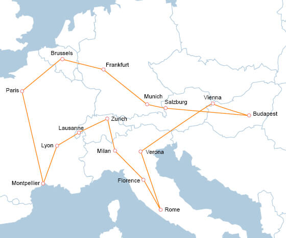 Interrail across Europe