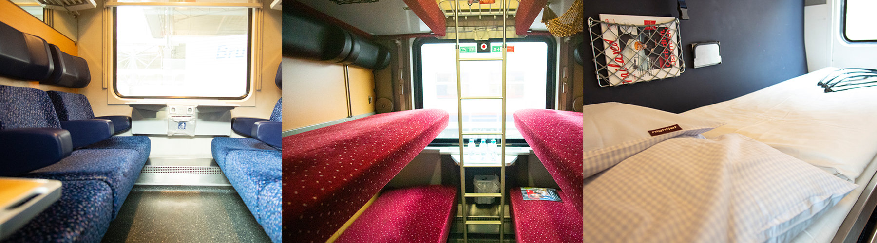 Verschillende plaatsen in nachttrein