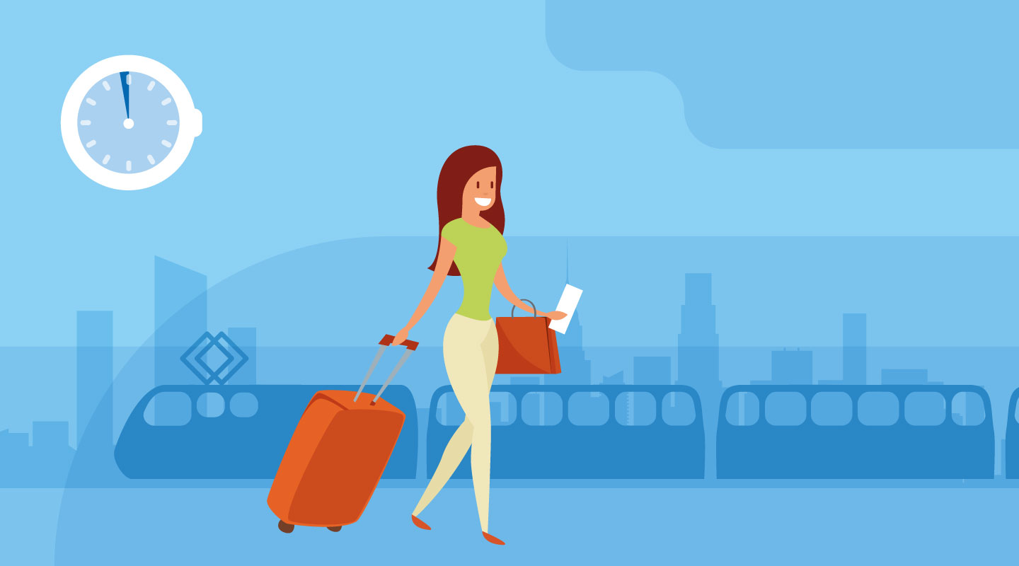 Wenige Minuten vor Abfahrt ankommen, kein Gepäck Check-in oder Gebühr