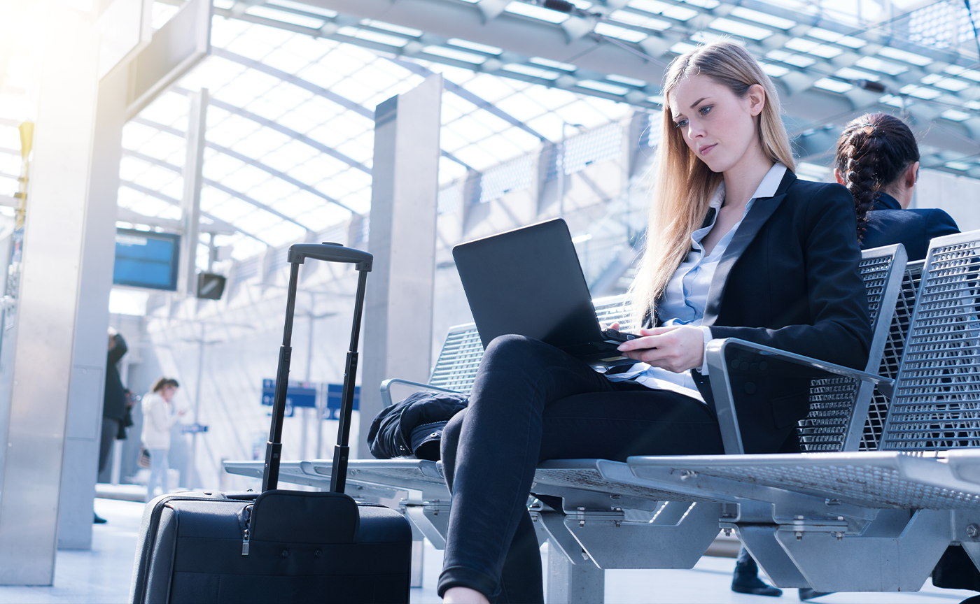 Businesswoman in station