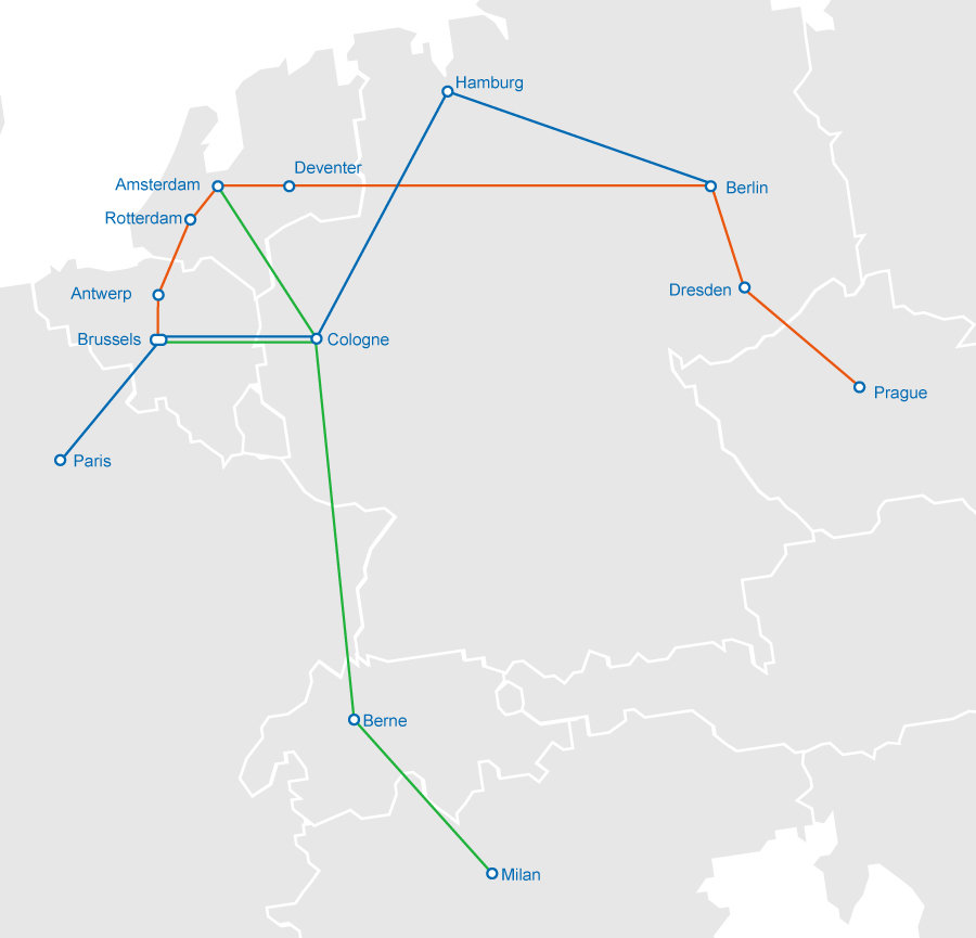 European Sleeper network map