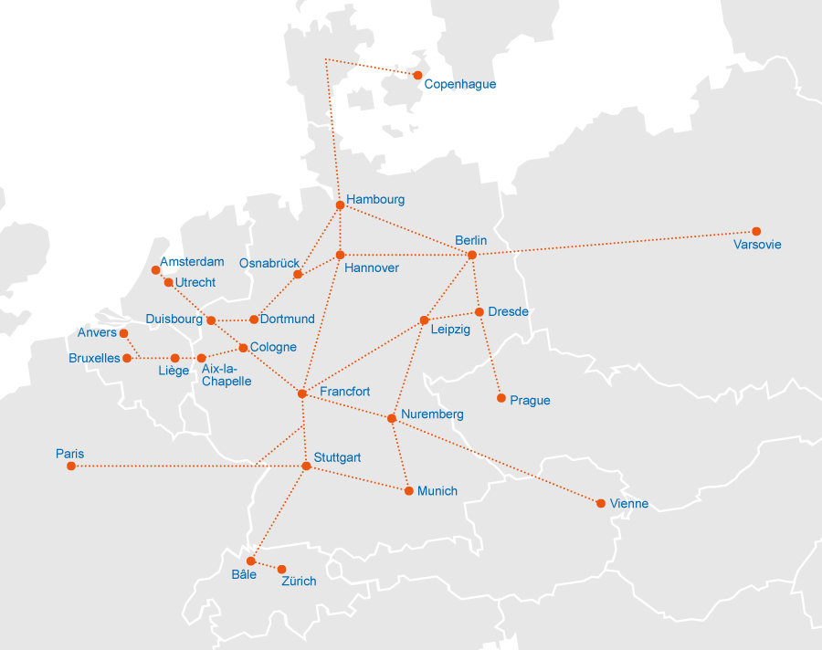 carte du réseau ICE