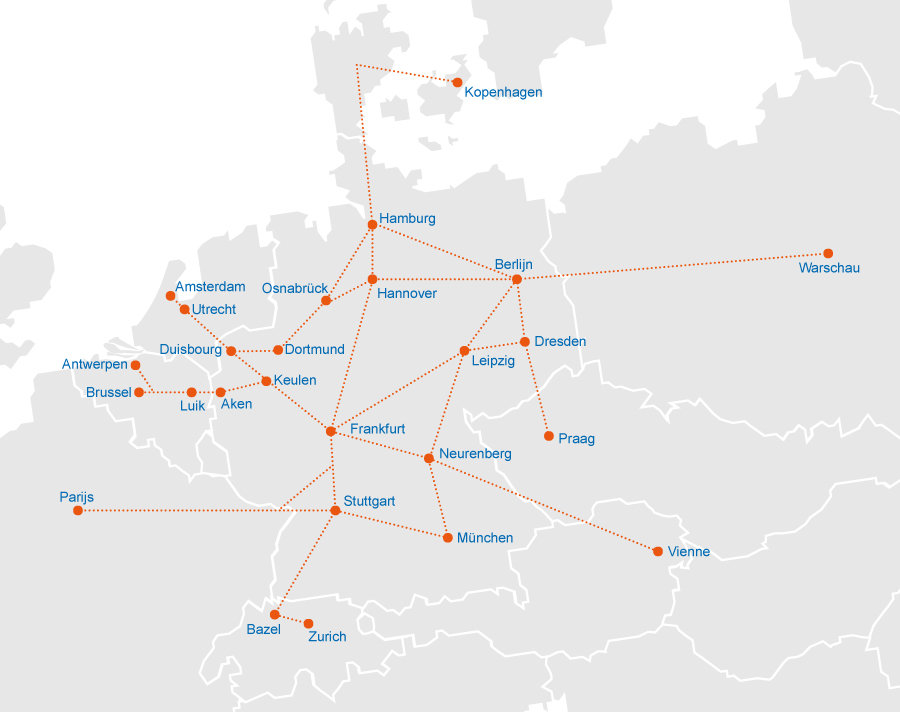 Kaart van het ICE-net